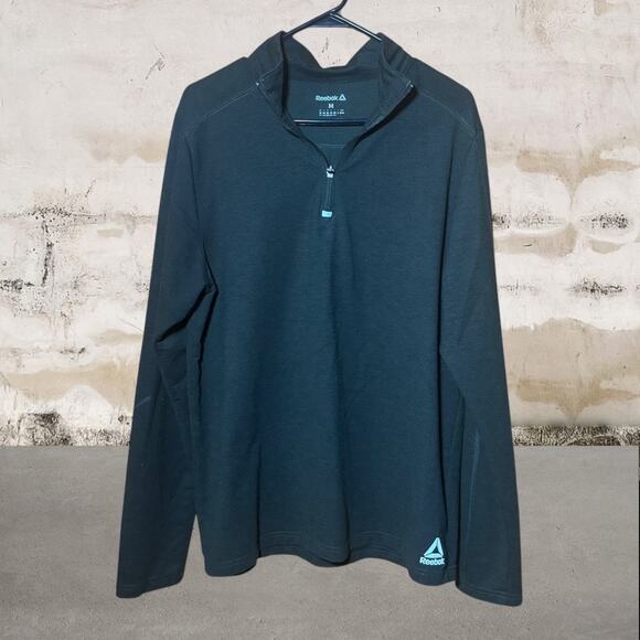 Reebok Mens Performance Quarter Zip Pullover Green Size Medium - Picture 1 of 4